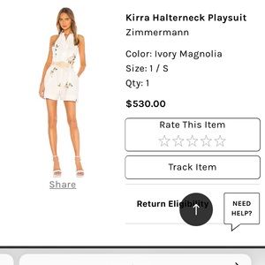 Zimmermann playsuit/romper, white floral, size small